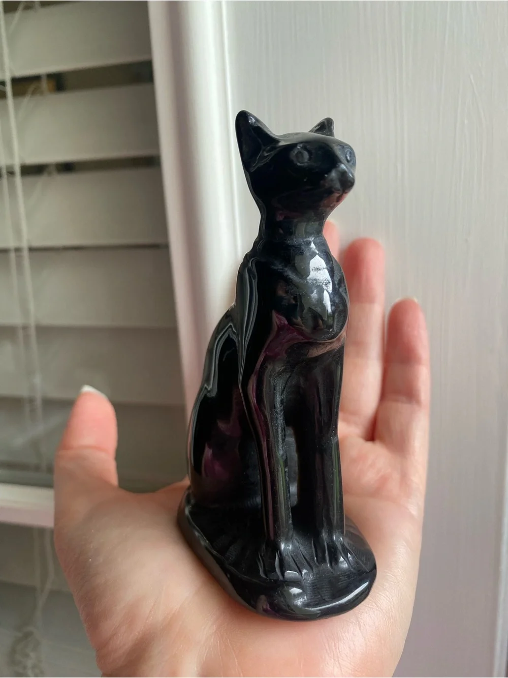 4 Inch Black Tourmaline Sphynx Cat Figurine 🖤🐱